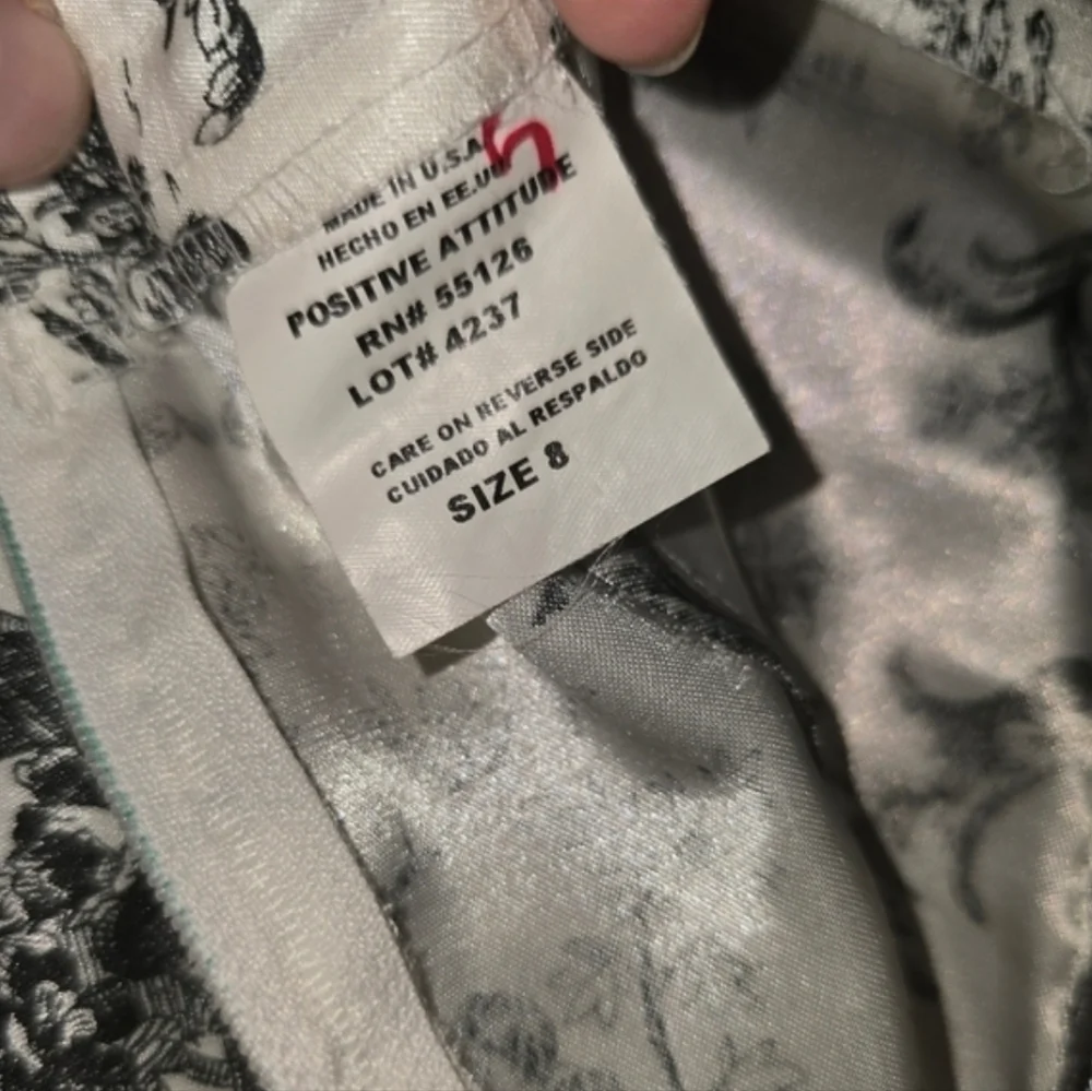 Cropped Ankle Pants French Toile Pattern Elastic Waist Pockets. Women's size 8 - Picture 2 of 7